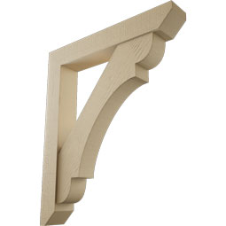 Ekena Millwork - BKTUR0554X34X40OLY06RCPR - Timberthane Faux Wood Olympic Style Bracket w/ Offset Brace, Slat Ends, 5 1/2"W x 34"D x 40"H, Primed Tan