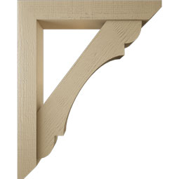 Ekena Millwork - BKTUR0554X34X42OLY06RCPR - Timberthane Faux Wood Olympic Style Bracket w/ Offset Brace, Slat Ends, 5 1/2"W x 34"D x 42"H, Primed Tan