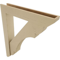 Ekena Millwork - BKTUR0554X34X42OLY06RCPR - Timberthane Faux Wood Olympic Style Bracket w/ Offset Brace, Slat Ends, 5 1/2"W x 34"D x 42"H, Primed Tan