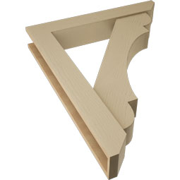 Ekena Millwork - BKTUR0554X34X42OLY06RCPR - Timberthane Faux Wood Olympic Style Bracket w/ Offset Brace, Slat Ends, 5 1/2"W x 34"D x 42"H, Primed Tan