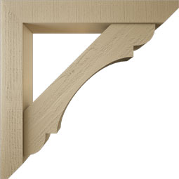 Ekena Millwork - BKTUR0554X36X36OLY06RCPR - Timberthane Faux Wood Olympic Style Bracket w/ Offset Brace, Slat Ends, 5 1/2"W x 36"D x 36"H, Primed Tan