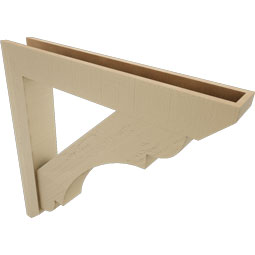 Ekena Millwork - BKTUR0554X36X36OLY06RCPR - Timberthane Faux Wood Olympic Style Bracket w/ Offset Brace, Slat Ends, 5 1/2"W x 36"D x 36"H, Primed Tan