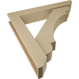 Ekena Millwork - BKTUR0554X36X36OLY06RCPR - Timberthane Faux Wood Olympic Style Bracket w/ Offset Brace, Slat Ends, 5 1/2"W x 36"D x 36"H, Primed Tan