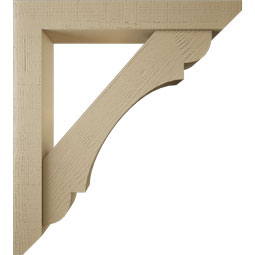Ekena Millwork - BKTUR0554X36X40OLY06RCPR - Timberthane Faux Wood Olympic Style Bracket w/ Offset Brace, Slat Ends, 5 1/2"W x 36"D x 40"H, Primed Tan