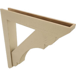 Ekena Millwork - BKTUR0554X36X40OLY06RCPR - Timberthane Faux Wood Olympic Style Bracket w/ Offset Brace, Slat Ends, 5 1/2"W x 36"D x 40"H, Primed Tan