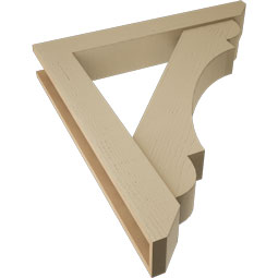 Ekena Millwork - BKTUR0554X36X40OLY06RCPR - Timberthane Faux Wood Olympic Style Bracket w/ Offset Brace, Slat Ends, 5 1/2"W x 36"D x 40"H, Primed Tan