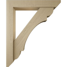 Ekena Millwork - BKTUR0554X36X44OLY06RCPR - Timberthane Faux Wood Olympic Style Bracket w/ Offset Brace, Slat Ends, 5 1/2"W x 36"D x 44"H, Primed Tan