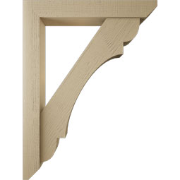 Ekena Millwork - BKTUR0554X36X48OLY06RCPR - Timberthane Faux Wood Olympic Style Bracket w/ Offset Brace, Slat Ends, 5 1/2"W x 36"D x 48"H, Primed Tan