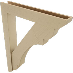 Ekena Millwork - BKTUR0554X36X48OLY06RCPR - Timberthane Faux Wood Olympic Style Bracket w/ Offset Brace, Slat Ends, 5 1/2"W x 36"D x 48"H, Primed Tan