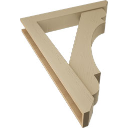 Ekena Millwork - BKTUR0554X36X48OLY06RCPR - Timberthane Faux Wood Olympic Style Bracket w/ Offset Brace, Slat Ends, 5 1/2"W x 36"D x 48"H, Primed Tan