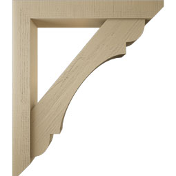 Ekena Millwork - BKTUR0554X38X44OLY06RCPR - Timberthane Faux Wood Olympic Style Bracket w/ Offset Brace, Slat Ends, 5 1/2"W x 38"D x 44"H, Primed Tan