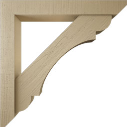 Ekena Millwork - BKTUR0554X40X40OLY06RCPR - Timberthane Faux Wood Olympic Style Bracket w/ Offset Brace, Slat Ends, 5 1/2"W x 40"D x 40"H, Primed Tan