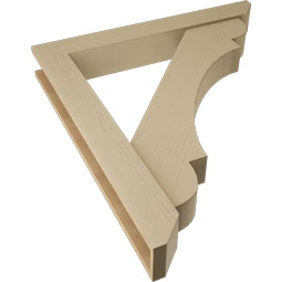 Ekena Millwork - BKTUR0554X40X44OLY06RCPR - Timberthane Faux Wood Olympic Style Bracket w/ Offset Brace, Slat Ends, 5 1/2"W x 40"D x 44"H, Primed Tan