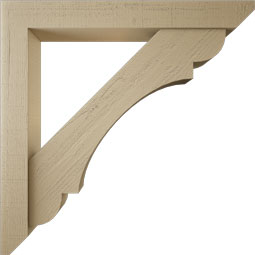 Ekena Millwork - BKTUR0554X42X42OLY06RCPR - Timberthane Faux Wood Olympic Style Bracket w/ Offset Brace, Slat Ends, 5 1/2"W x 42"D x 42"H, Primed Tan