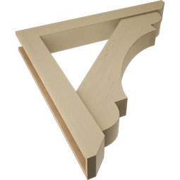 Ekena Millwork - BKTUR0554X42X42OLY06RCPR - Timberthane Faux Wood Olympic Style Bracket w/ Offset Brace, Slat Ends, 5 1/2"W x 42"D x 42"H, Primed Tan