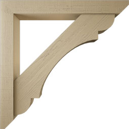 Ekena Millwork - BKTUR0554X44X44OLY06RCPR - Timberthane Faux Wood Olympic Style Bracket w/ Offset Brace, Slat Ends, 5 1/2"W x 44"D x 44"H, Primed Tan