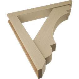Ekena Millwork - BKTUR0554X44X44OLY06RCPR - Timberthane Faux Wood Olympic Style Bracket w/ Offset Brace, Slat Ends, 5 1/2"W x 44"D x 44"H, Primed Tan