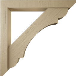 Ekena Millwork - BKTUR0554X46X46OLY06RCPR - Timberthane Faux Wood Olympic Style Bracket w/ Offset Brace, Slat Ends, 5 1/2"W x 46"D x 46"H, Primed Tan