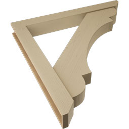 Ekena Millwork - BKTUR0554X48X48OLY06RCPR - Timberthane Faux Wood Olympic Style Bracket w/ Offset Brace, Slat Ends, 5 1/2"W x 48"D x 48"H, Primed Tan