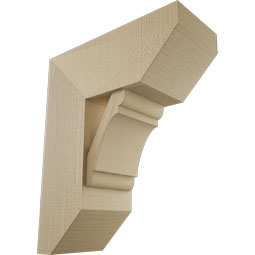 Ekena Millwork - BKTUR0756X18X22OLY06RCPR - Timberthane Faux Wood Olympic Style Bracket w/ Offset Brace, Slat Ends, 7 1/2"W x 18"D x 22"H, Primed Tan
