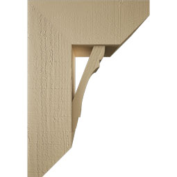 Ekena Millwork - BKTUR0756X18X26OLY06RCPR - Timberthane Faux Wood Olympic Style Bracket w/ Offset Brace, Slat Ends, 7 1/2"W x 18"D x 26"H, Primed Tan