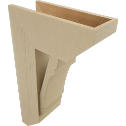 Ekena Millwork - BKTUR0756X18X30OLY06RCPR - Timberthane Faux Wood Olympic Style Bracket w/ Offset Brace, Slat Ends, 7 1/2"W x 18"D x 30"H, Primed Tan