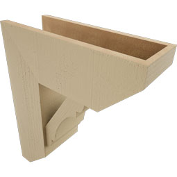 Ekena Millwork - BKTUR0756X20X24OLY06RCPR - Timberthane Faux Wood Olympic Style Bracket w/ Offset Brace, Slat Ends, 7 1/2"W x 20"D x 24"H, Primed Tan