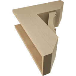 Ekena Millwork - BKTUR0756X20X24OLY06RCPR - Timberthane Faux Wood Olympic Style Bracket w/ Offset Brace, Slat Ends, 7 1/2"W x 20"D x 24"H, Primed Tan