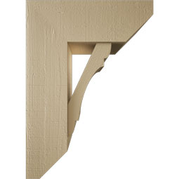 Ekena Millwork - BKTUR0756X20X28OLY06RCPR - Timberthane Faux Wood Olympic Style Bracket w/ Offset Brace, Slat Ends, 7 1/2"W x 20"D x 28"H, Primed Tan