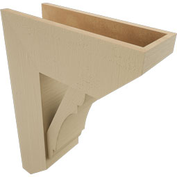 Ekena Millwork - BKTUR0756X20X28OLY06RCPR - Timberthane Faux Wood Olympic Style Bracket w/ Offset Brace, Slat Ends, 7 1/2"W x 20"D x 28"H, Primed Tan