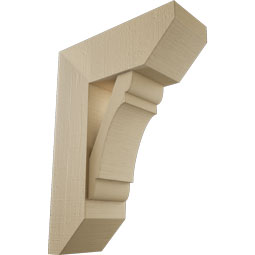 Ekena Millwork - BKTUR0756X20X28OLY06RCPR - Timberthane Faux Wood Olympic Style Bracket w/ Offset Brace, Slat Ends, 7 1/2"W x 20"D x 28"H, Primed Tan