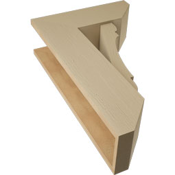 Ekena Millwork - BKTUR0756X20X32OLY06RCPR - Timberthane Faux Wood Olympic Style Bracket w/ Offset Brace, Slat Ends, 7 1/2"W x 20"D x 32"H, Primed Tan