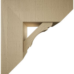 Ekena Millwork - BKTUR0756X22X22OLY06RCPR - Timberthane Faux Wood Olympic Style Bracket w/ Offset Brace, Slat Ends, 7 1/2"W x 22"D x 22"H, Primed Tan