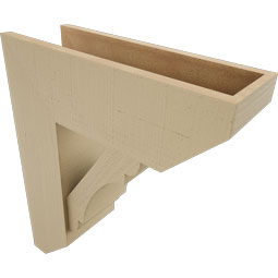 Ekena Millwork - BKTUR0756X22X26OLY06RCPR - Timberthane Faux Wood Olympic Style Bracket w/ Offset Brace, Slat Ends, 7 1/2"W x 22"D x 26"H, Primed Tan
