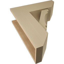 Ekena Millwork - BKTUR0756X22X26OLY06RCPR - Timberthane Faux Wood Olympic Style Bracket w/ Offset Brace, Slat Ends, 7 1/2"W x 22"D x 26"H, Primed Tan