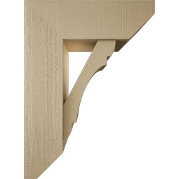 Ekena Millwork - BKTUR0756X22X30OLY06RCPR - Timberthane Faux Wood Olympic Style Bracket w/ Offset Brace, Slat Ends, 7 1/2"W x 22"D x 30"H, Primed Tan