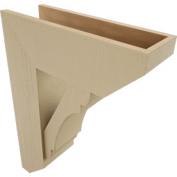 Ekena Millwork - BKTUR0756X22X30OLY06RCPR - Timberthane Faux Wood Olympic Style Bracket w/ Offset Brace, Slat Ends, 7 1/2"W x 22"D x 30"H, Primed Tan