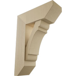 Ekena Millwork - BKTUR0756X22X30OLY06RCPR - Timberthane Faux Wood Olympic Style Bracket w/ Offset Brace, Slat Ends, 7 1/2"W x 22"D x 30"H, Primed Tan