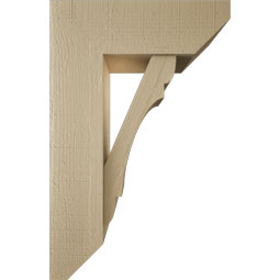 Ekena Millwork - BKTUR0756X22X34OLY06RCPR - Timberthane Faux Wood Olympic Style Bracket w/ Offset Brace, Slat Ends, 7 1/2"W x 22"D x 34"H, Primed Tan