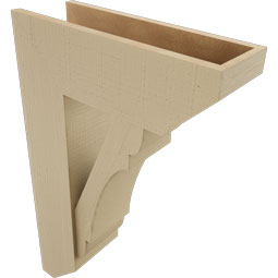 Ekena Millwork - BKTUR0756X22X34OLY06RCPR - Timberthane Faux Wood Olympic Style Bracket w/ Offset Brace, Slat Ends, 7 1/2"W x 22"D x 34"H, Primed Tan