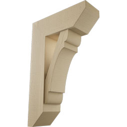 Ekena Millwork - BKTUR0756X22X34OLY06RCPR - Timberthane Faux Wood Olympic Style Bracket w/ Offset Brace, Slat Ends, 7 1/2"W x 22"D x 34"H, Primed Tan