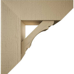 Ekena Millwork - BKTUR0756X24X24OLY06RCPR - Timberthane Faux Wood Olympic Style Bracket w/ Offset Brace, Slat Ends, 7 1/2"W x 24"D x 24"H, Primed Tan
