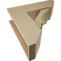 Ekena Millwork - BKTUR0756X24X24OLY06RCPR - Timberthane Faux Wood Olympic Style Bracket w/ Offset Brace, Slat Ends, 7 1/2"W x 24"D x 24"H, Primed Tan
