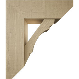 Ekena Millwork - BKTUR0756X24X28OLY06RCPR - Timberthane Faux Wood Olympic Style Bracket w/ Offset Brace, Slat Ends, 7 1/2"W x 24"D x 28"H, Primed Tan