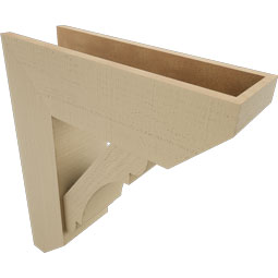 Ekena Millwork - BKTUR0756X24X28OLY06RCPR - Timberthane Faux Wood Olympic Style Bracket w/ Offset Brace, Slat Ends, 7 1/2"W x 24"D x 28"H, Primed Tan