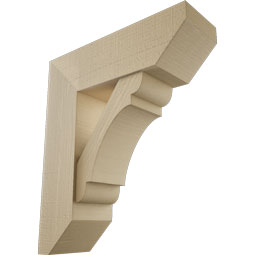 Ekena Millwork - BKTUR0756X24X28OLY06RCPR - Timberthane Faux Wood Olympic Style Bracket w/ Offset Brace, Slat Ends, 7 1/2"W x 24"D x 28"H, Primed Tan