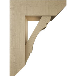 Ekena Millwork - BKTUR0756X24X32OLY06RCPR - Timberthane Faux Wood Olympic Style Bracket w/ Offset Brace, Slat Ends, 7 1/2"W x 24"D x 32"H, Primed Tan