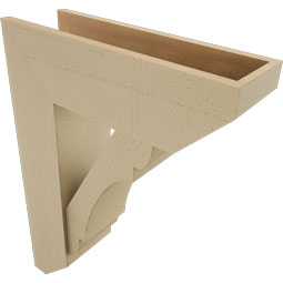 Ekena Millwork - BKTUR0756X24X32OLY06RCPR - Timberthane Faux Wood Olympic Style Bracket w/ Offset Brace, Slat Ends, 7 1/2"W x 24"D x 32"H, Primed Tan