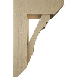 Ekena Millwork - BKTUR0756X24X36OLY06RCPR - Timberthane Faux Wood Olympic Style Bracket w/ Offset Brace, Slat Ends, 7 1/2"W x 24"D x 36"H, Primed Tan