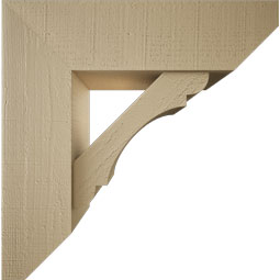 Ekena Millwork - BKTUR0756X26X26OLY06RCPR - Timberthane Faux Wood Olympic Style Bracket w/ Offset Brace, Slat Ends, 7 1/2"W x 26"D x 26"H, Primed Tan